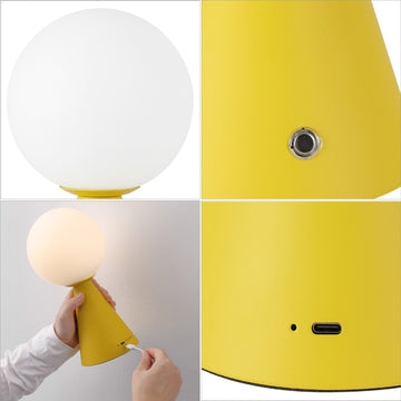 Macie 11.75" Modern Minimalist Globe Rechargeable/Cordless Dimmable Integrated LED Table Lamp with Touch Sensor